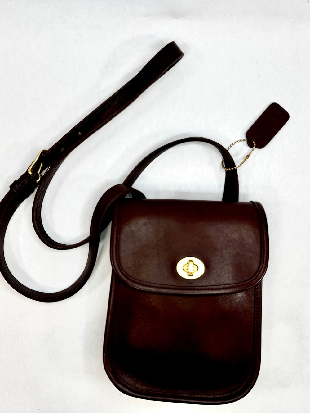 Vintage Coach Small Sidepack #9978 Mahogany Brown USA Turnlock Crossbody Bag